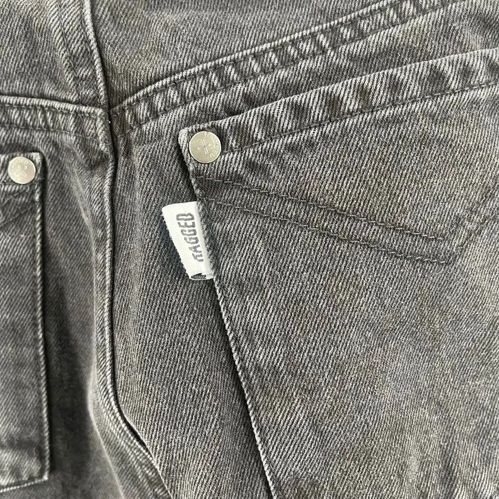 THE RAGGED PRIEST Jeans Size 26 Bum Rip Denim Washed Out Black High Waist Cotton